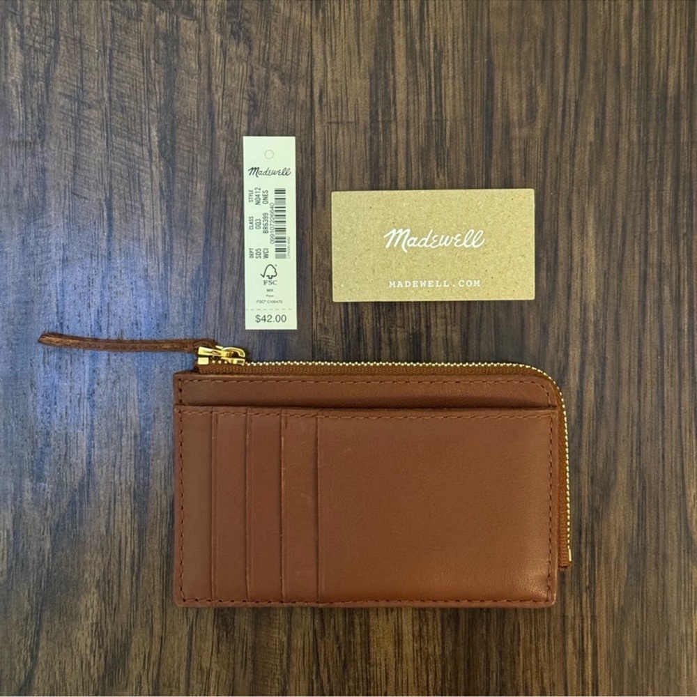 Madewell Tan Leather Zip Wallet